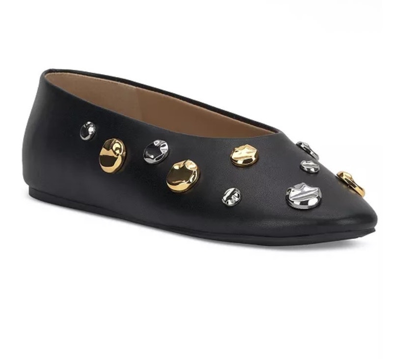 Inc Rachany Flats 7.5 Black Studded Slip On Shoes Nib